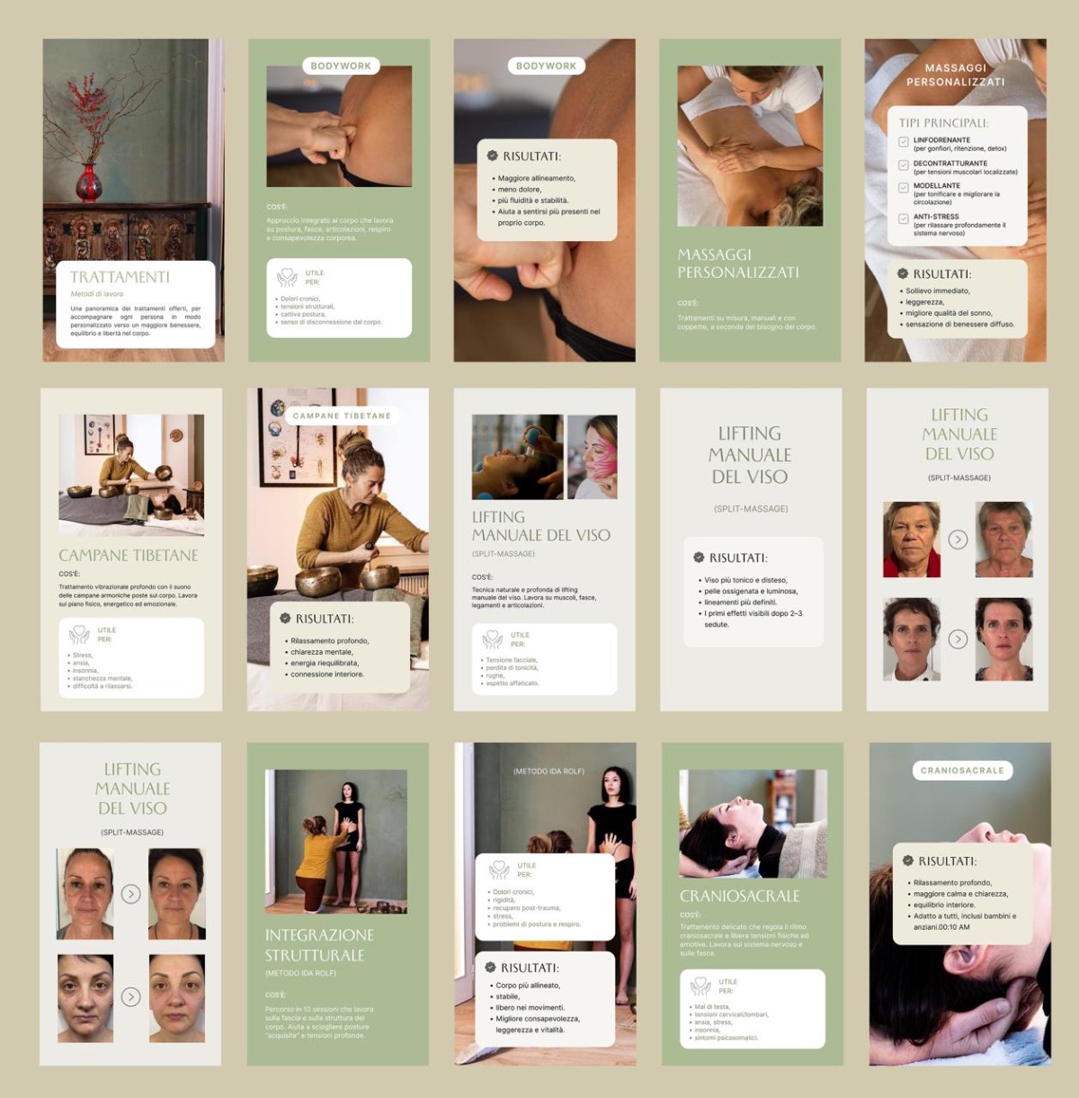 Instagram feed grid for wellness bodywork practice