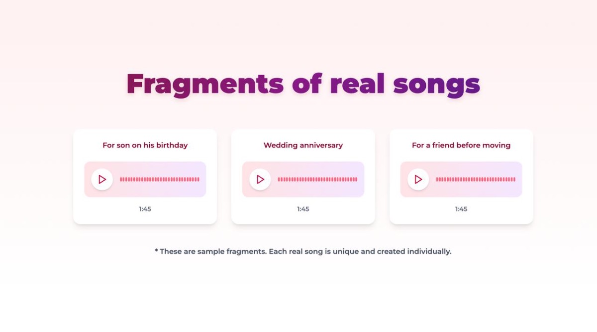 Fragments of real songs — audio demos